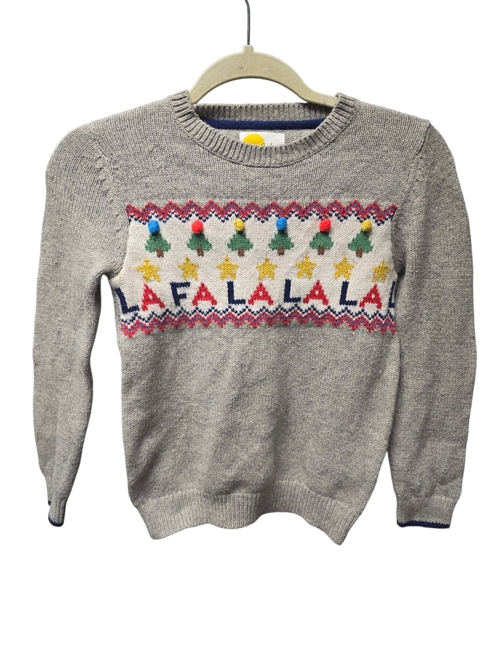 Mini Boden Christmas Crew Neck Kids Sz. 6-7 FA LA LA